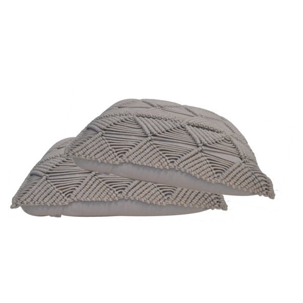 Solid Mango Wood Esmi Cushion Set of 2 - Grey - Image 3