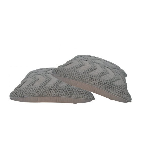 Solid Mango Wood Set of 2 Grey Alda Cushions - Image 2