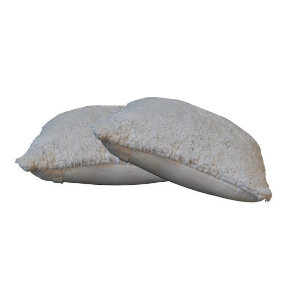 Solid Mango Wood Set of 2 Cream Fluffy Cushions - Image 2