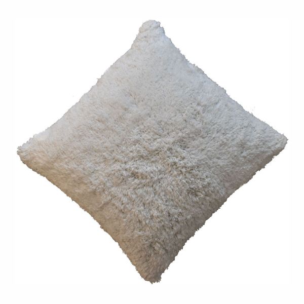 Solid Mango Wood Set of 2 Cream Fluffy Cushions - Image 4