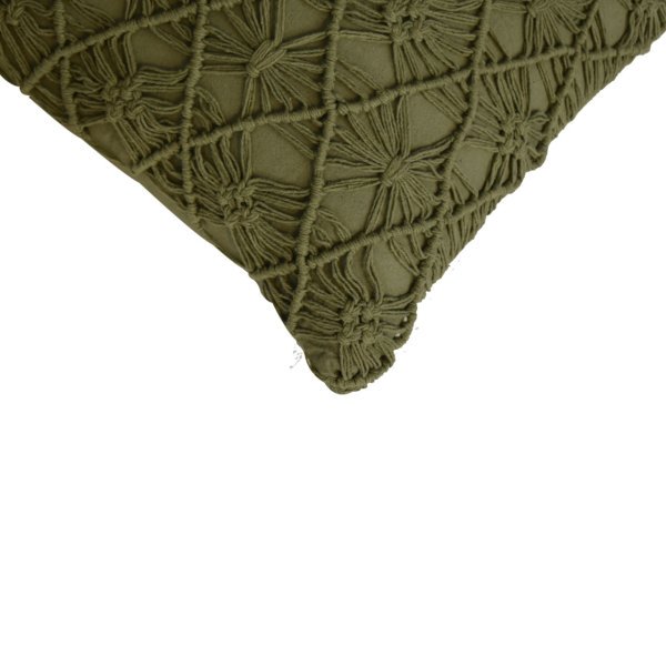 Solid Mango Wood Set of 2 Green Cotton Maura Filled Cushions - Image 5