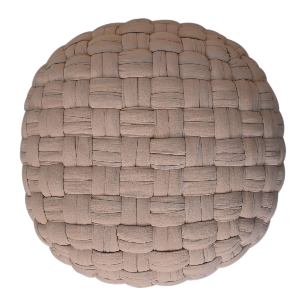 Solid Mango Wood Cream Basket Weave Tube Pouffe - Image 7