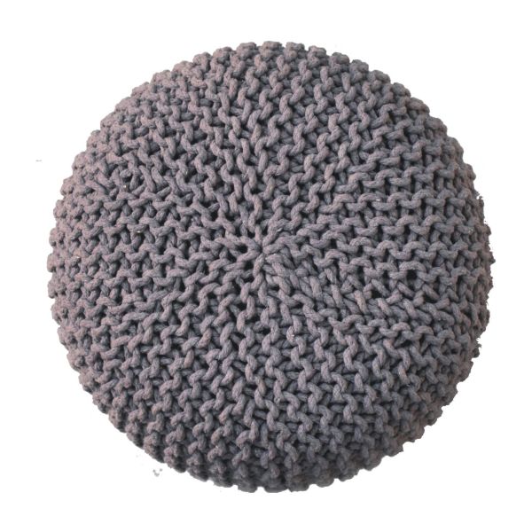 Solid Mango Wood Oak Finished Keeva Grey Woven Round Footstool - Image 3