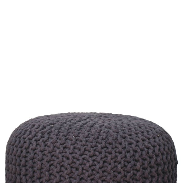 Solid Mango Wood Oak Finished Keeva Grey Woven Round Footstool - Image 5