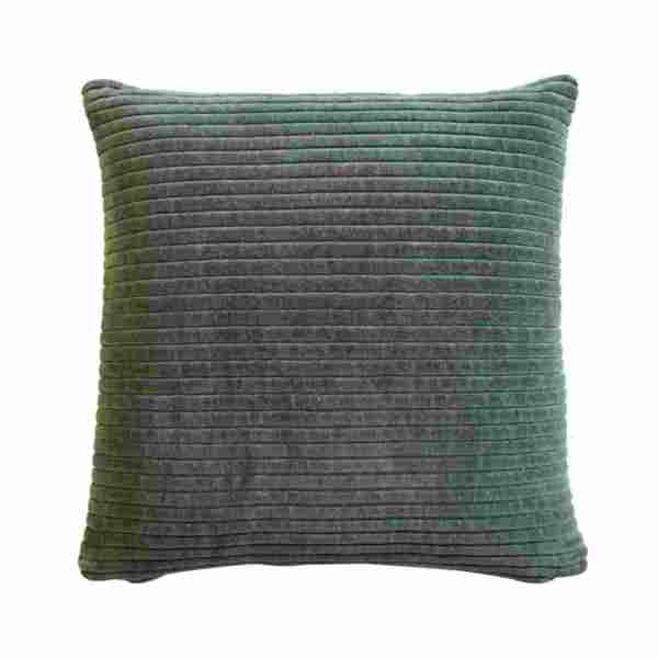 Solid Mango Wood Set of 2 Ribbed Green Cushions - Image 3