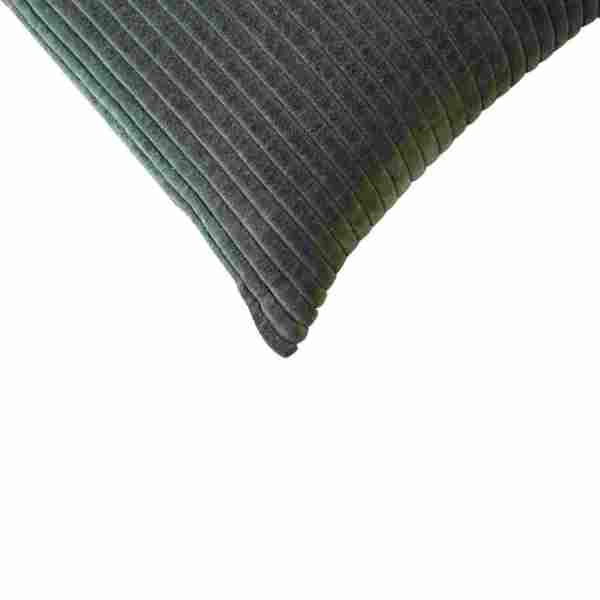 Solid Mango Wood Set of 2 Ribbed Green Cushions - Image 5