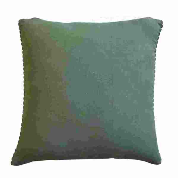 Solid Mango Wood Set of 2 Ribbed Green Cushions - Image 7