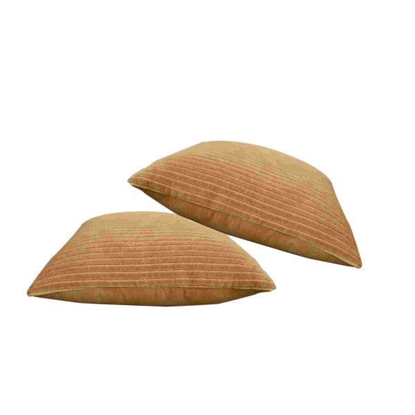 Solid Mango Wood Ribbed Mustard Cushion Set of 2 - Image 2