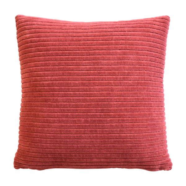 Solid Mango Wood Set of 2 Ribbed Red Cushions - Image 3
