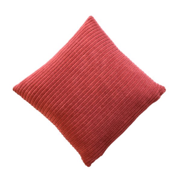 Solid Mango Wood Set of 2 Ribbed Red Cushions - Image 4