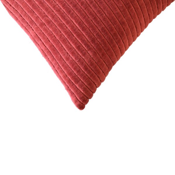 Solid Mango Wood Set of 2 Ribbed Red Cushions - Image 5