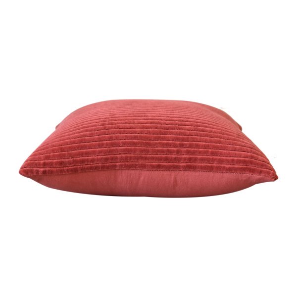 Solid Mango Wood Set of 2 Ribbed Red Cushions - Image 6
