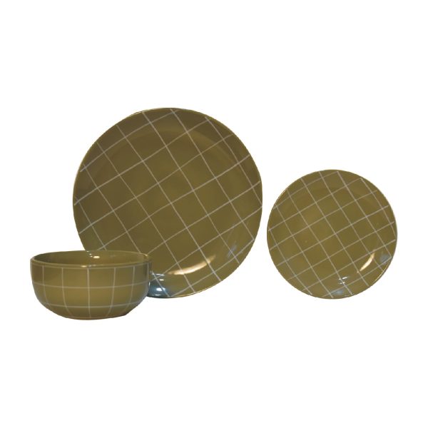 Solid Mango Wood Olive Green 12 Piece Dahlia Plate Set - Image 4