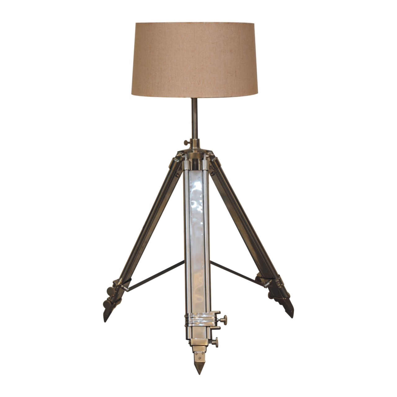 Solid Mango Wood Chrome Tripod Lamp - Image 2