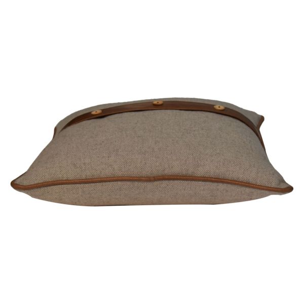 Solid Mango Wood Quin Leather Sand Cushion Set of 2 - Image 5