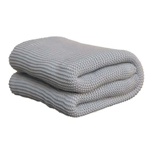 Solid Mango Wood Double Blue Knit Throw - Image 2