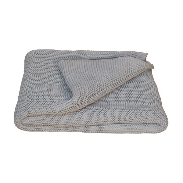 Solid Mango Wood Double Blue Knit Throw - Image 4