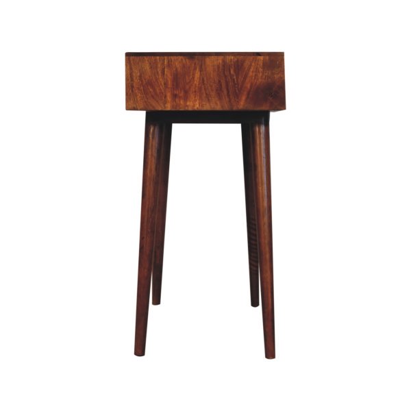 Solid Mango Wood Chestnut Finished Pineapple Carved 2 Drawer Console Table - Image 7