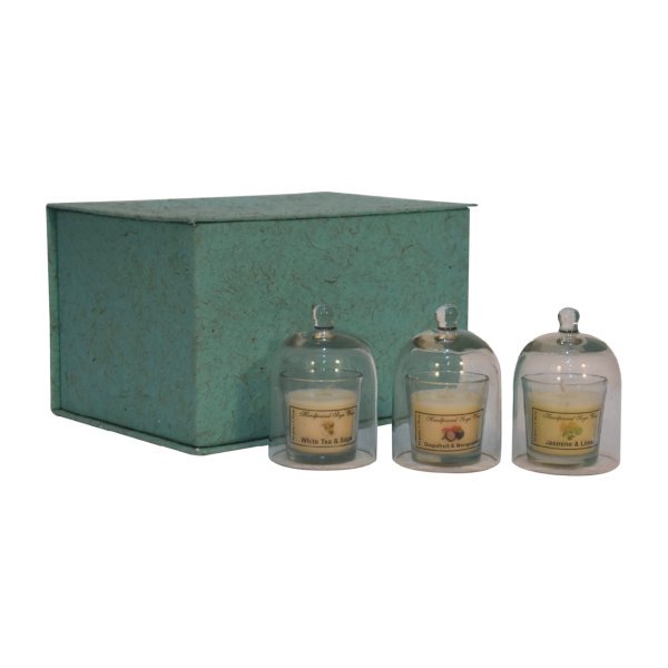 Solid Mango Wood Round Candle Set of 3 (Spring)