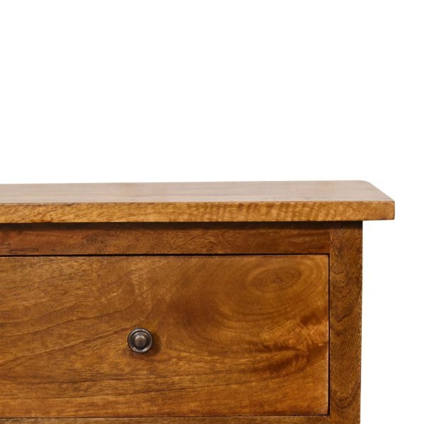 Solid Mango Wood Chestnut Finished 2 Drawer Bedside - Image 3