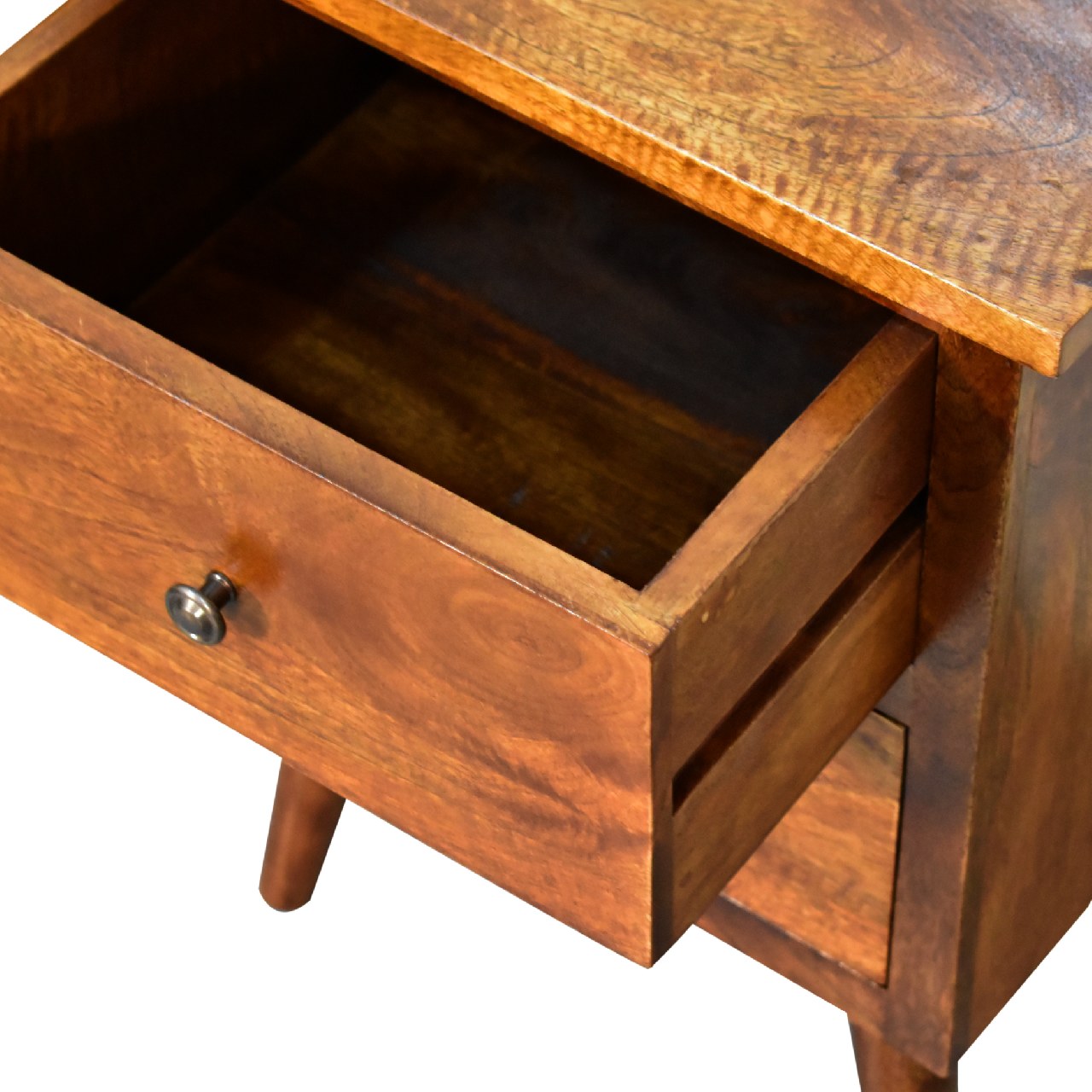 Solid Mango Wood Chestnut Finished 2 Drawer Bedside - Image 5