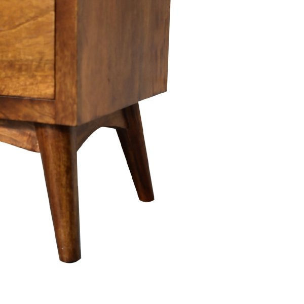Solid Mango Wood Chestnut Finished 2 Drawer Bedside - Image 6