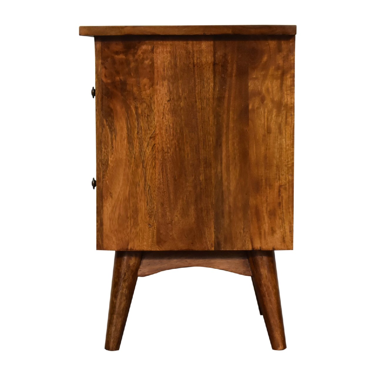 Solid Mango Wood Chestnut Finished 2 Drawer Bedside - Image 7