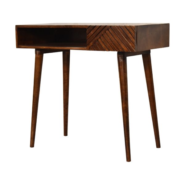Solid Mango Wood Chestnut Finished Lille 1 Drawer 1 Slot Writing Desk - Image 2