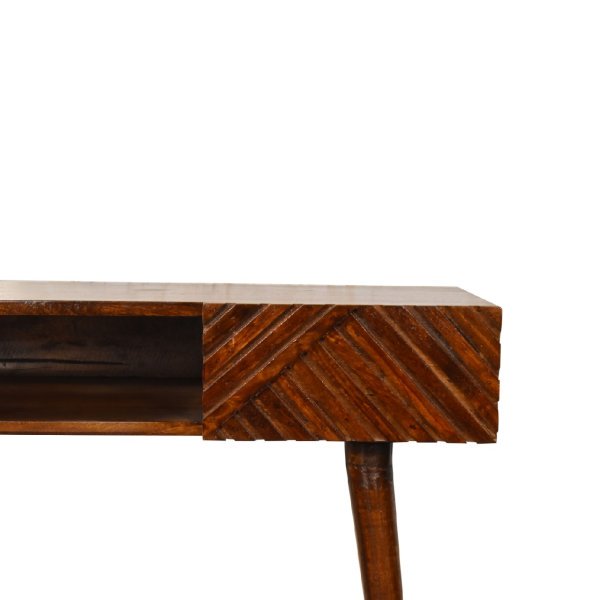 Solid Mango Wood Chestnut Finished Lille 1 Drawer 1 Slot Writing Desk - Image 4