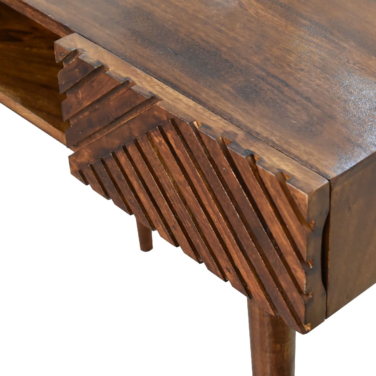 Solid Mango Wood Chestnut Finished Lille 1 Drawer 1 Slot Writing Desk - Image 5