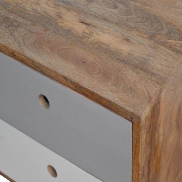 Solid Mango Wood Oak Finished 2 Drawers Two Tone Hand Painted Bedside - Image 5