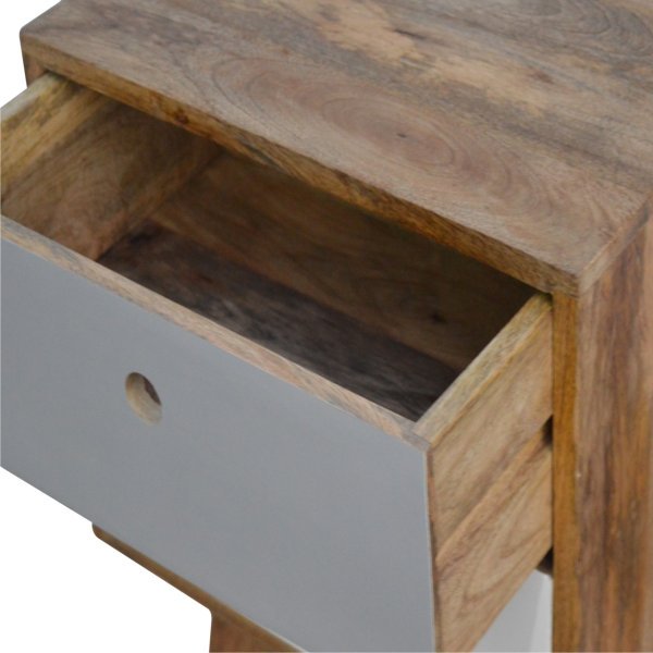 Solid Mango Wood Oak Finished 2 Drawers Two Tone Hand Painted Bedside - Image 6