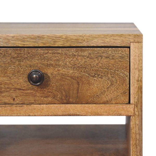 Solid Mango Wood Multi Oak Finished 2 Drawer 1 Slot Mini Classic Bedside - Image 4