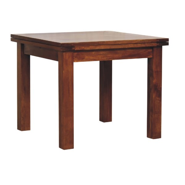 Solid Mango Wood Chestnut Finished Small Extendable Butterfly Dining Table - Image 3