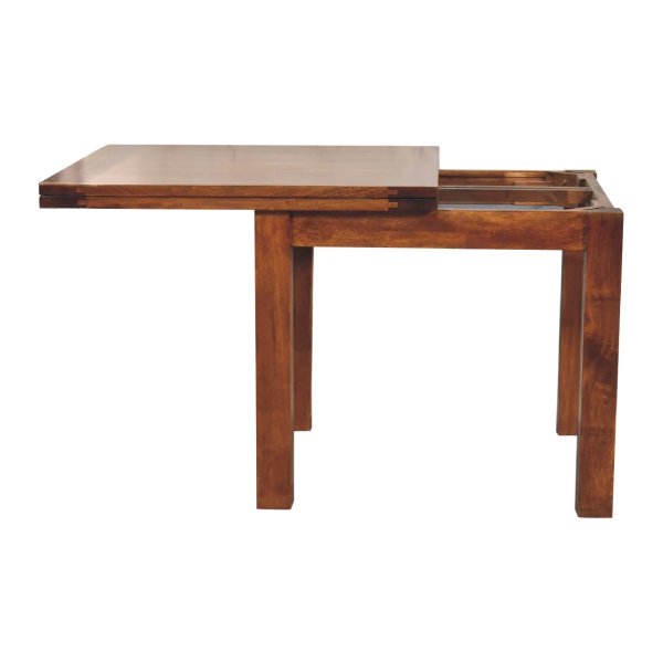 Solid Mango Wood Chestnut Finished Small Extendable Butterfly Dining Table - Image 2
