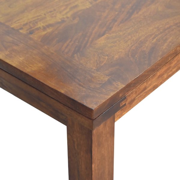 Solid Mango Wood Chestnut Finished Small Extendable Butterfly Dining Table - Image 7