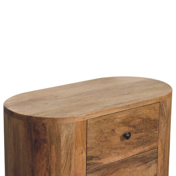 Solid Mango Wood Oak Finished 3 Drawer Mini Cabinet - Image 4