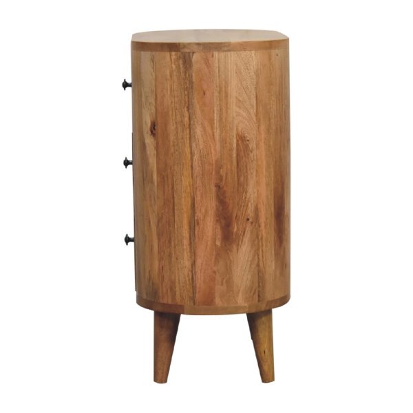 Solid Mango Wood Oak Finished 3 Drawer Mini Cabinet - Image 7