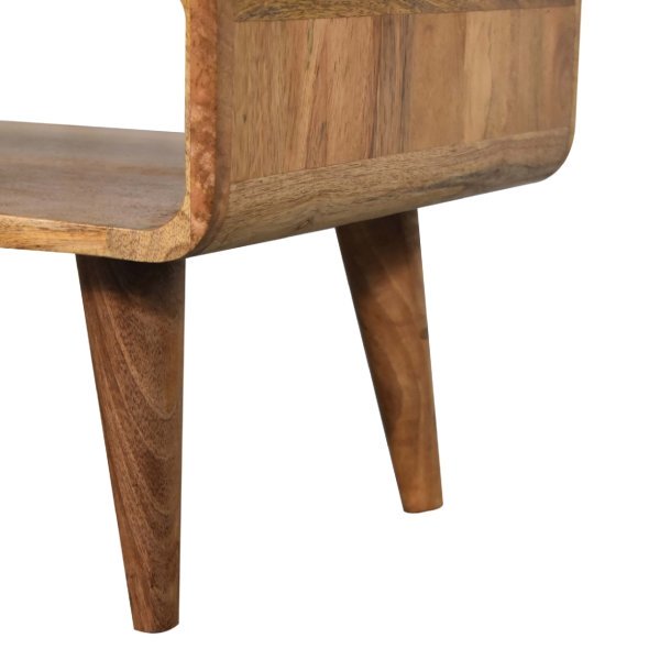 Solid Mango Wood Oak Finished Open Media Unit - Image 5