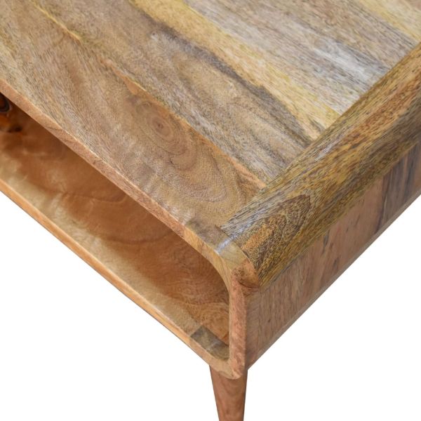 Solid Mango Wood Oak Finished Open Media Unit - Image 6