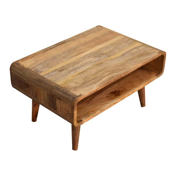 Solid Mango Wood Oak Finished Open Media Unit - Image 7