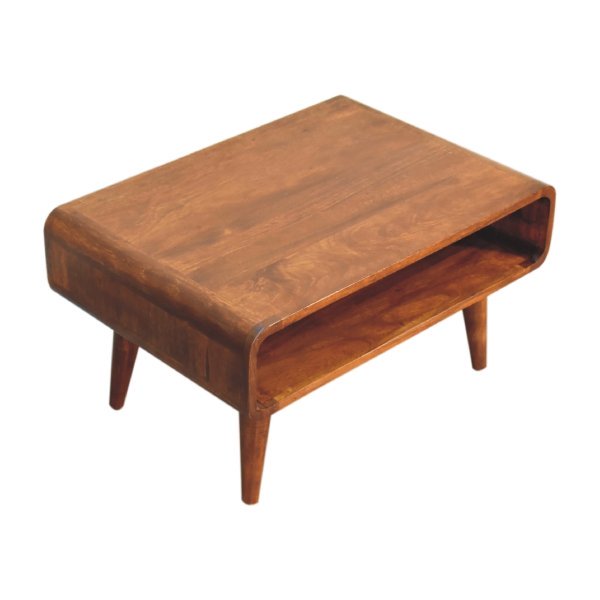 Solid Mango Wood Chestnut Finished Open Media Unit - Image 5