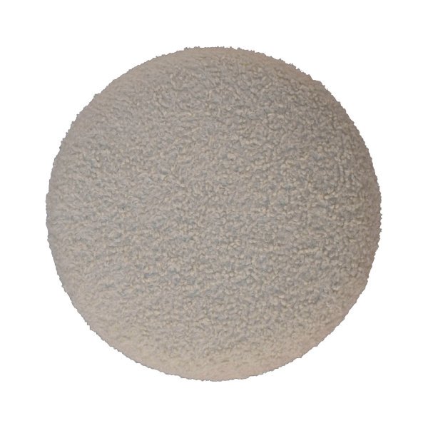 Solid Mango Wood Cream Boucle Upholstered Round Footstool - Image 8