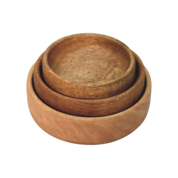 Solid Mango Wood Solid Wood Fruit Bowl Set of 3 - Image 2