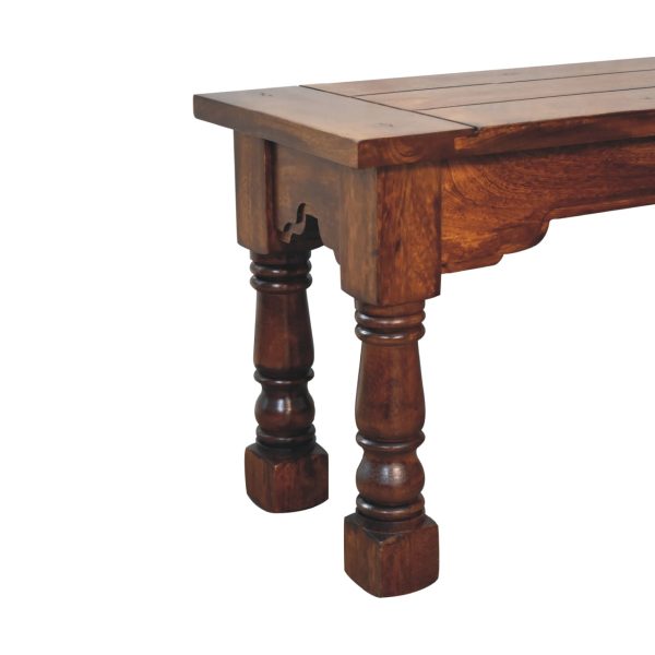 Solid Mango Wood Chestnut Finished Granary Royale Bench - Image 5
