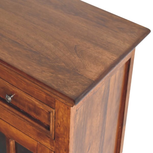 Solid Mango Wood Chestnut Finished 4 Drawer 4 Glass Doors Large Sideboard - Image 5