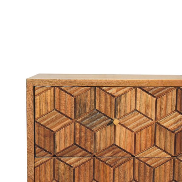 Solid Mango Wood Oak Finished 2 Drawer Cubana Bedside - Image 5