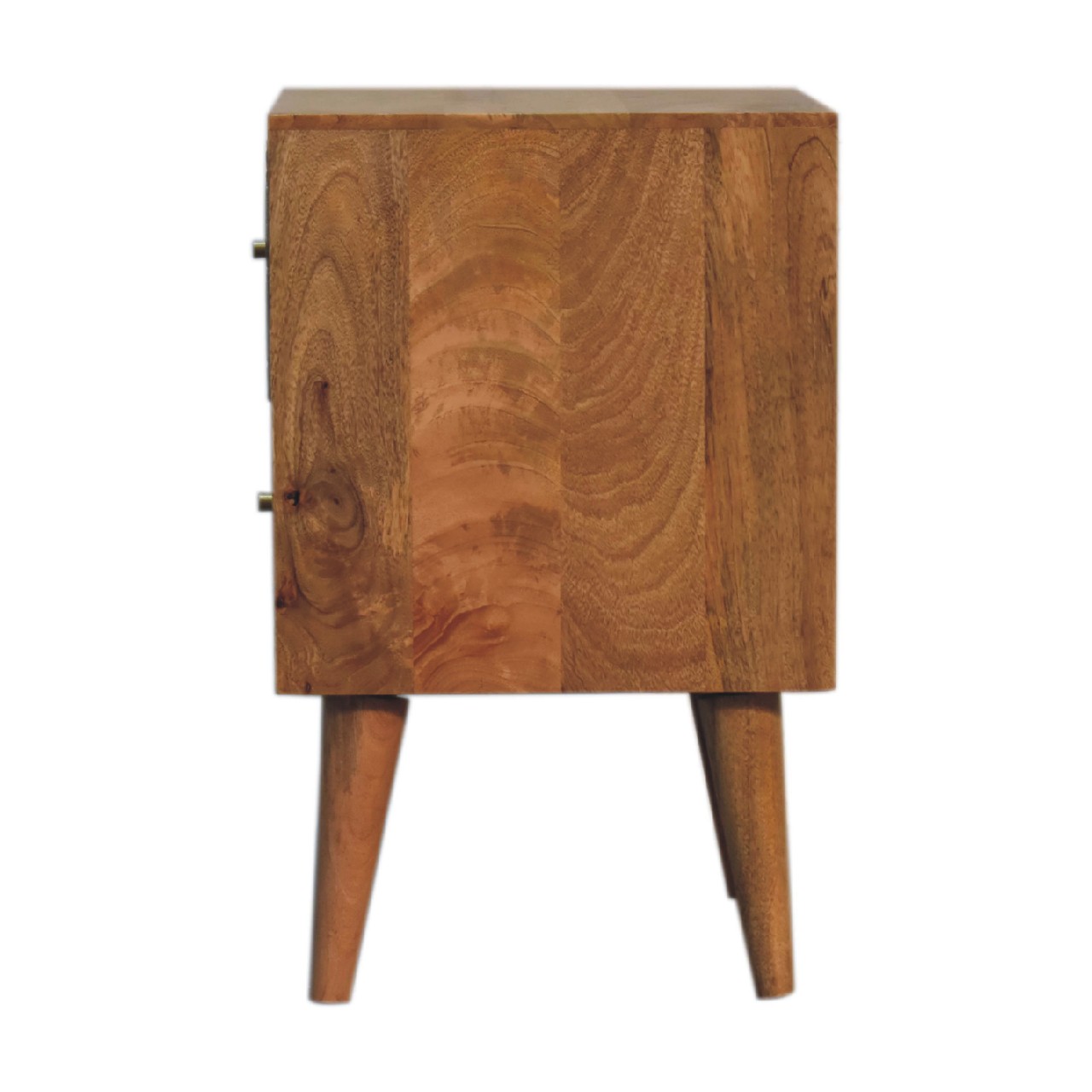 Solid Mango Wood Oak Finished 2 Drawer Cubana Bedside - Image 9