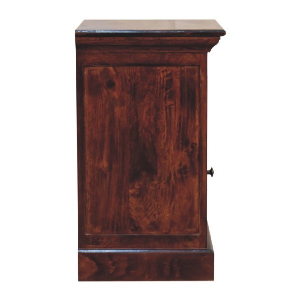 Solid Mango Wood Cherry Finished 1 Drawer 1 Glass Door Bedside - Image 9