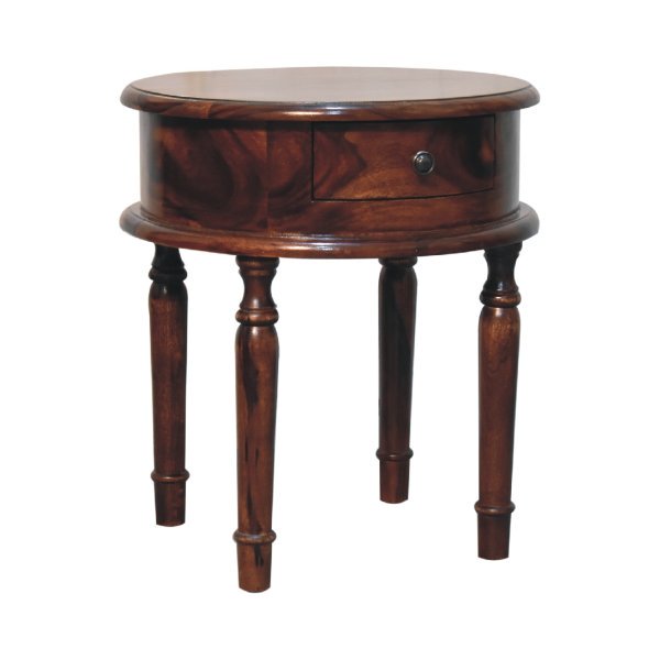 Solid Mango Wood Honey Finished 1 Drawer Turned Leg Bedside